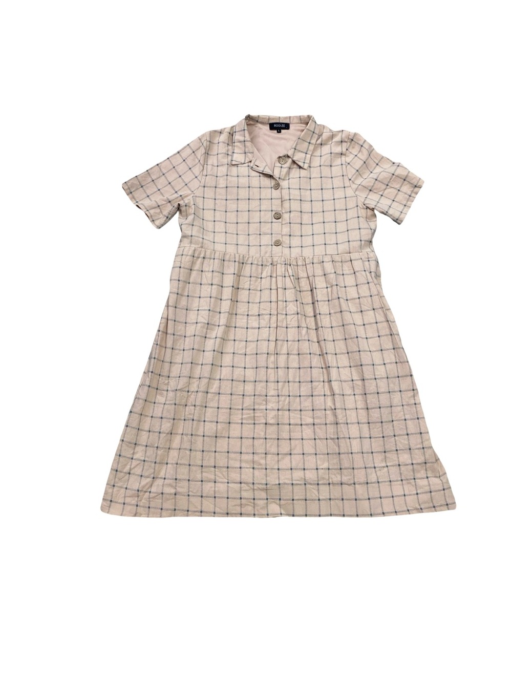 Roolee Checkered Shirt Dress With Pockets Size Large